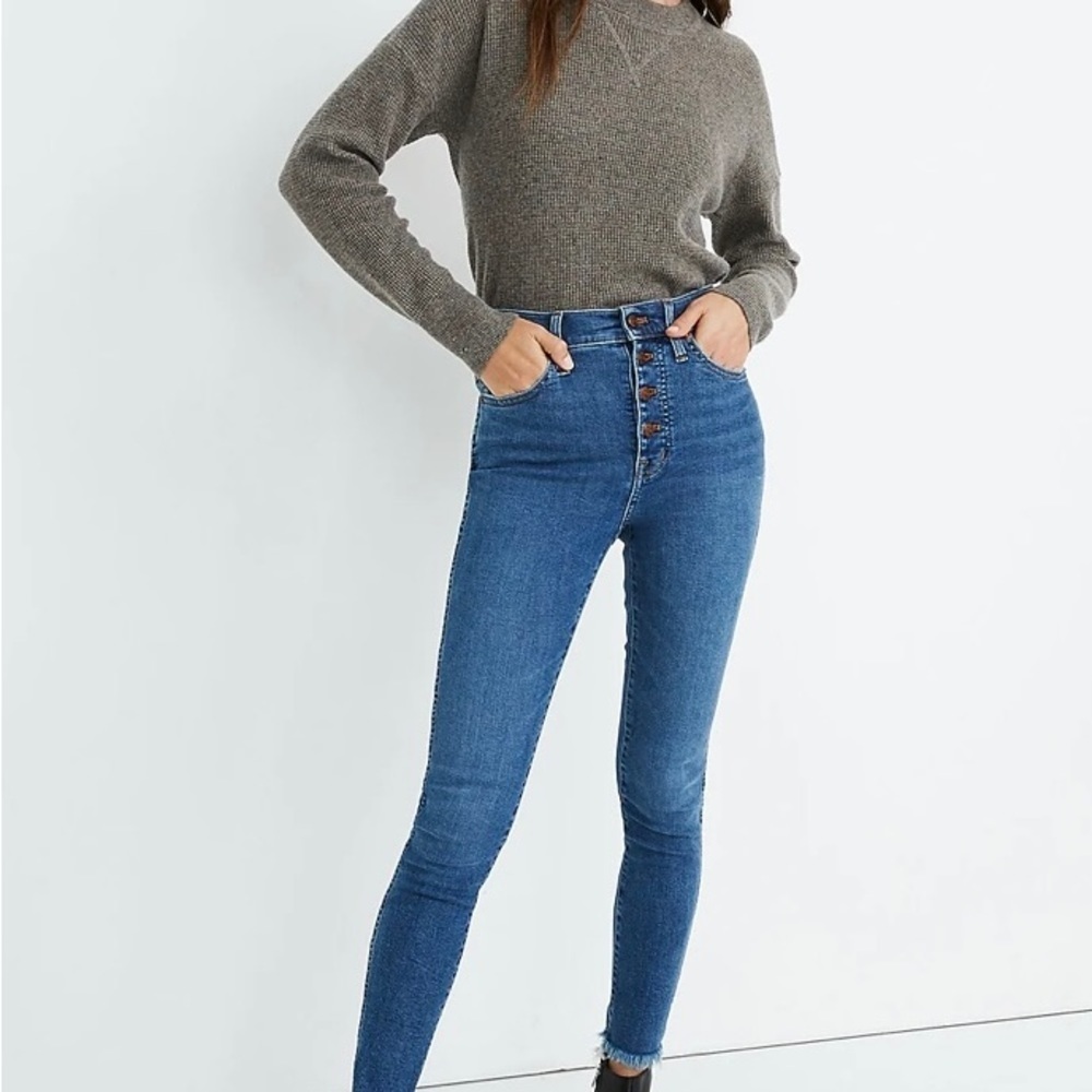Madewell 10" High-Rise Skinny Jeans in Mackey Wash: Button-Front Edition size 26 - Picture 8 of 8